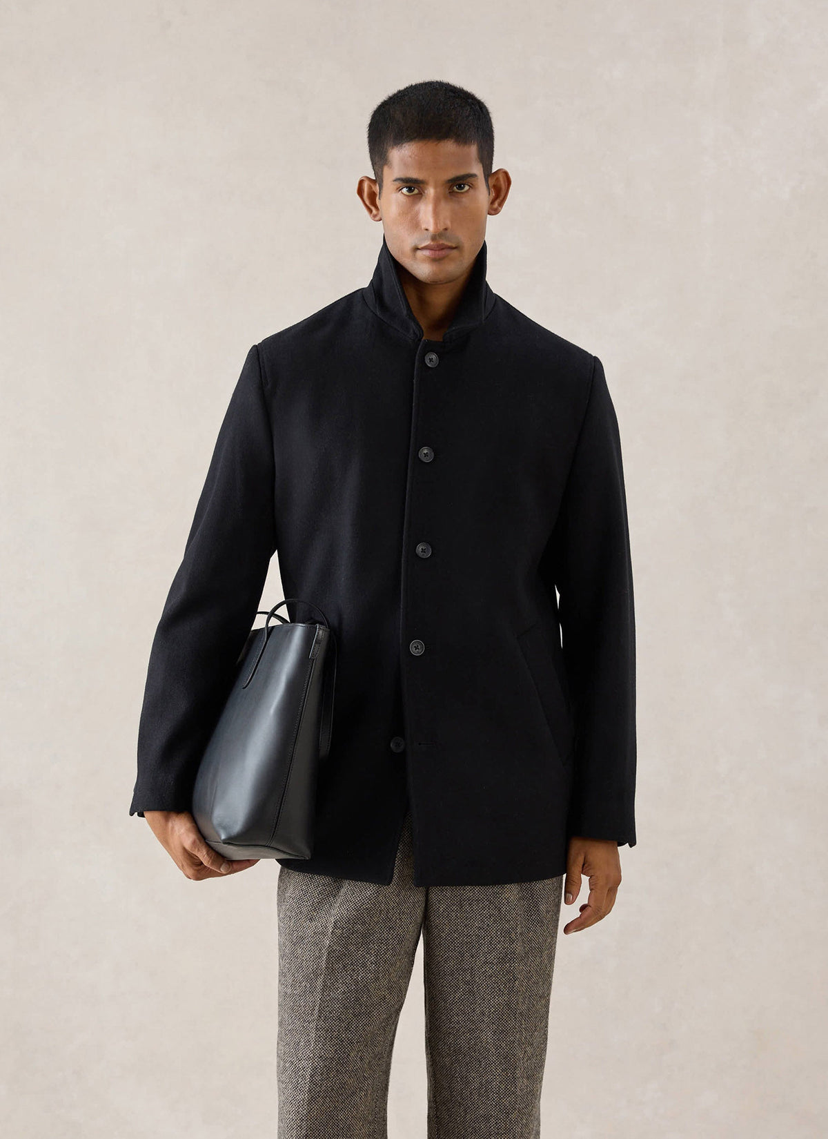 Men's Peacoat - Melton Wool - Black