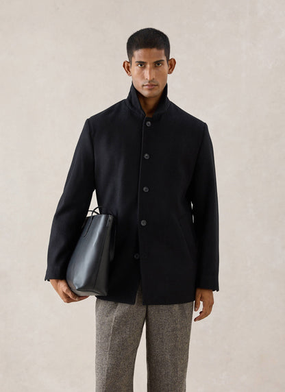 Men's Peacoat - Melton Wool - Black