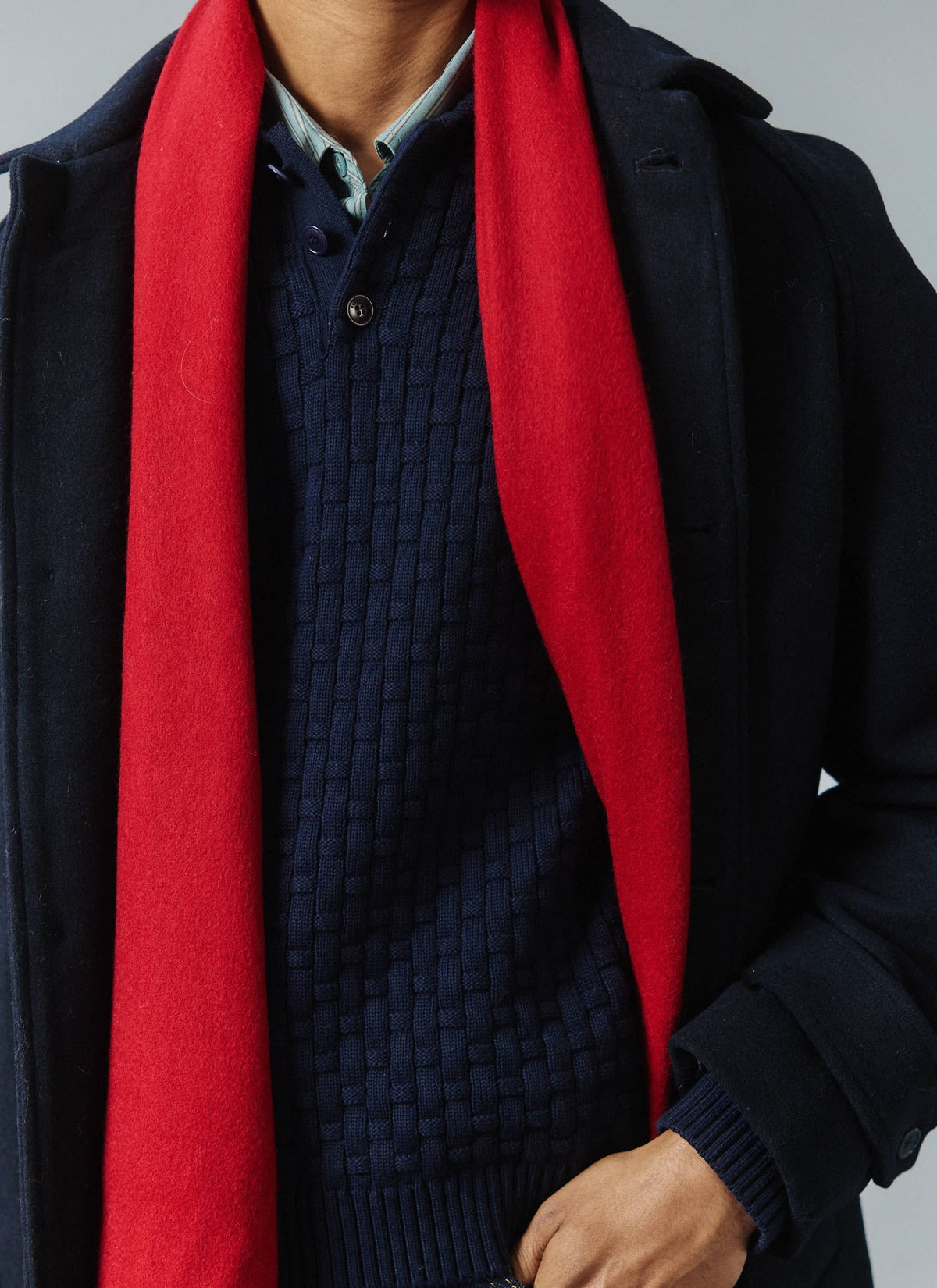 Men’s Car Coat - Wool Overcoat - Navy Blue