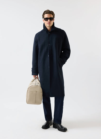 Men’s Car Coat - Wool Overcoat - Navy Blue