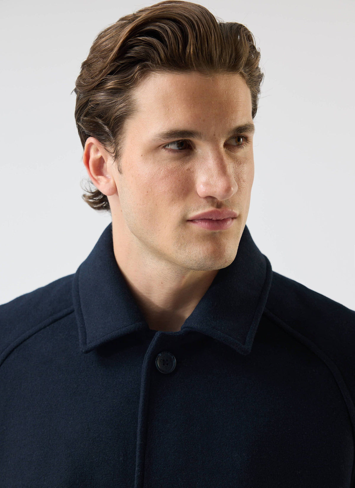 Men’s Car Coat - Wool Overcoat - Navy Blue