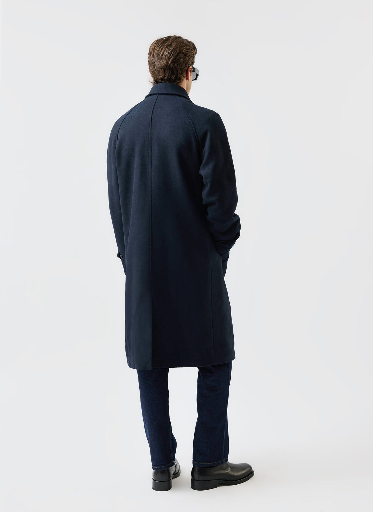 Men’s Car Coat - Wool Overcoat - Navy Blue