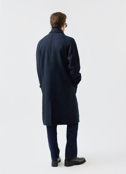Men’s Car Coat - Wool Overcoat - Navy Blue