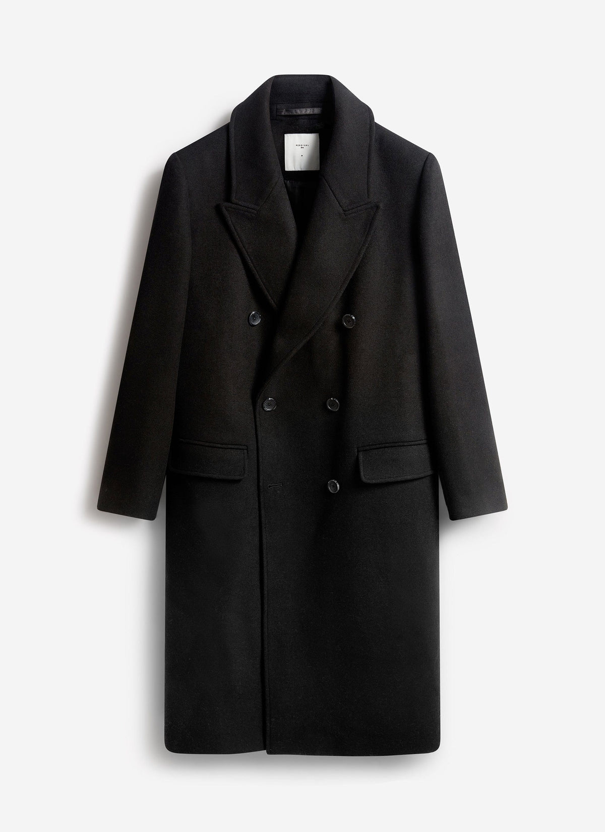 Double Breasted Overcoat - Wool - Black