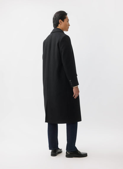 Double Breasted Overcoat - Wool - Black