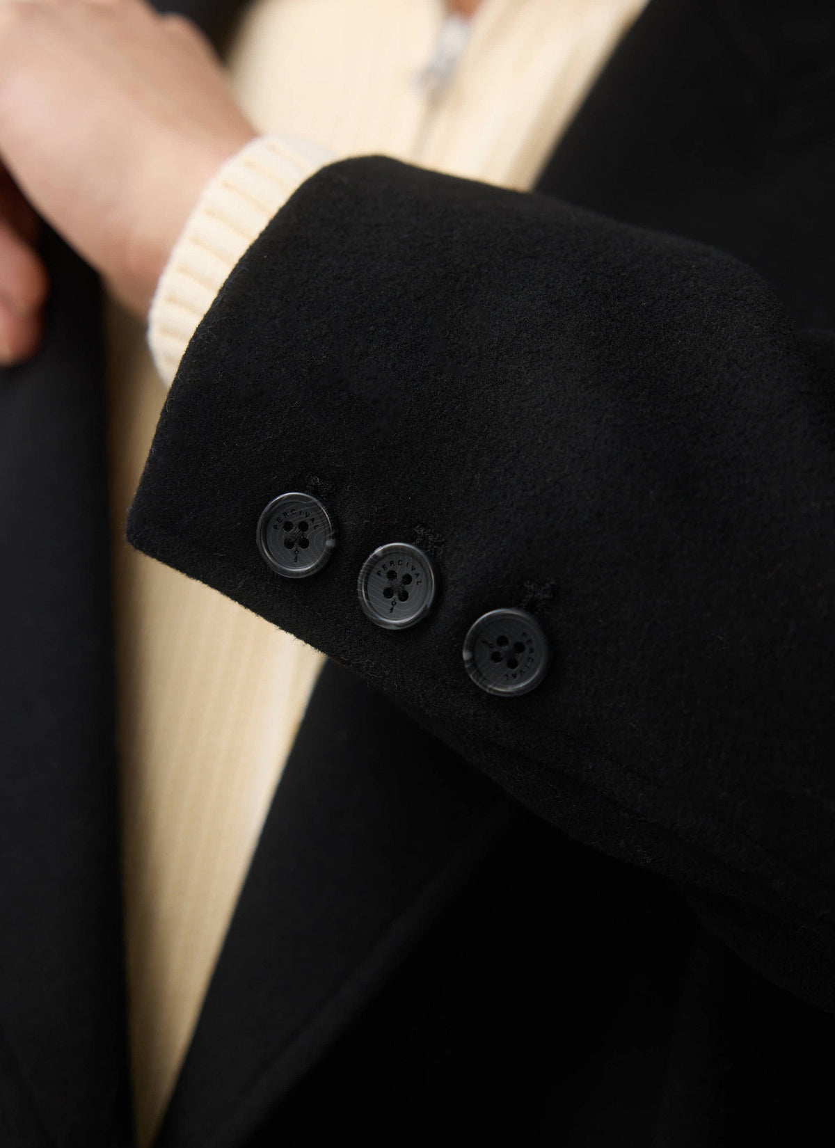 Double Breasted Overcoat - Wool - Black