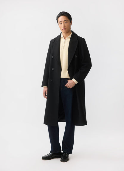 Double Breasted Overcoat - Wool - Black