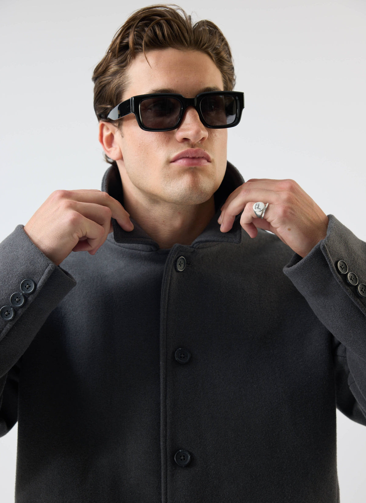 Peacoat - Melton Wool - Charcoal Grey