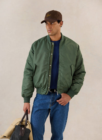 Men's Bomber Jacket - Nylon - Forest Green - Percival