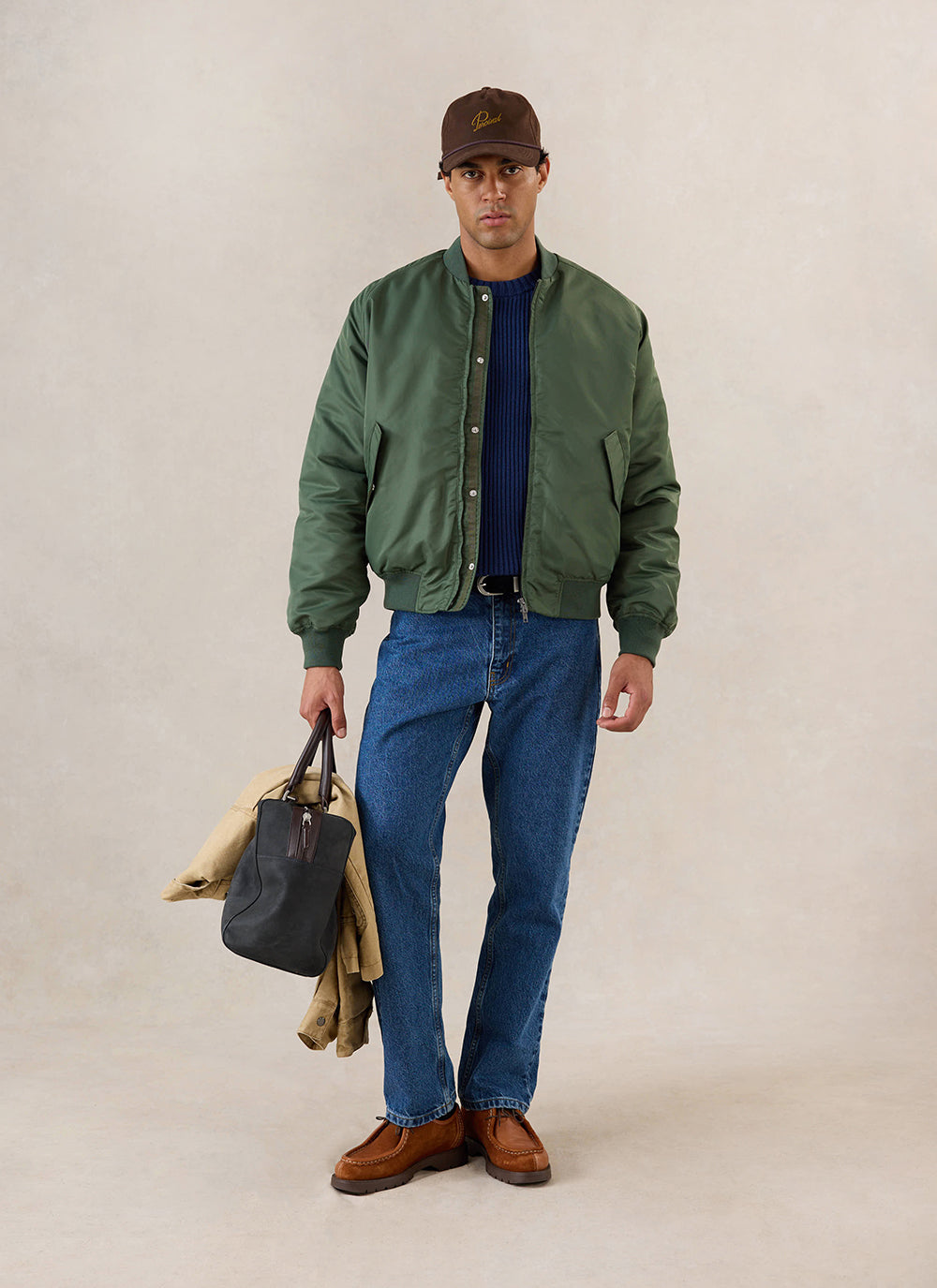 Men's Bomber Jacket - Nylon - Forest Green - Percival
