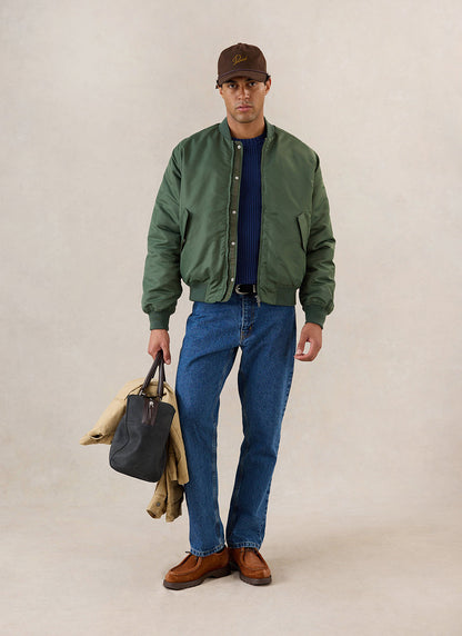 Men's Bomber Jacket - Nylon - Forest Green - Percival