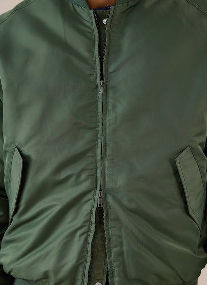 Men's Bomber Jacket - Nylon - Forest Green - Percival