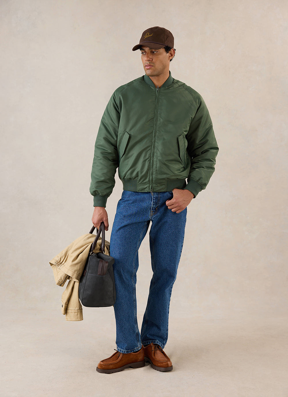Men's Bomber Jacket - Nylon - Forest Green - Percival