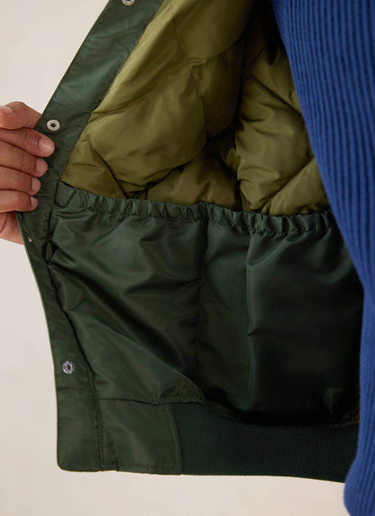 Men's Bomber Jacket - Nylon - Forest Green - Percival