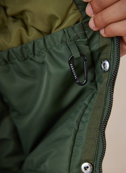 Men's Bomber Jacket - Nylon - Forest Green - Percival