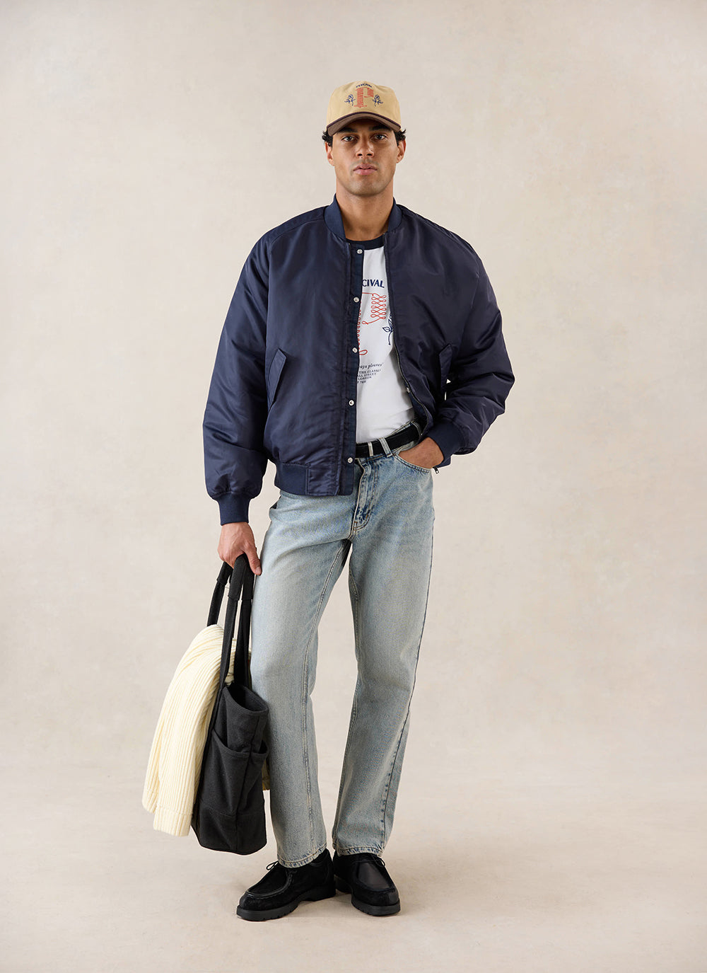 Men's Bomber Jacket - Nylon - Midnight Blue - Percival