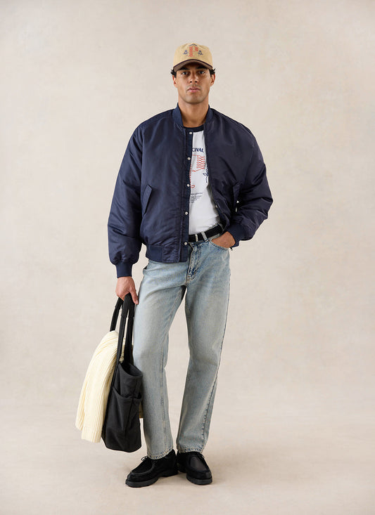 Men's Bomber Jacket - Nylon - Midnight Blue - Percival