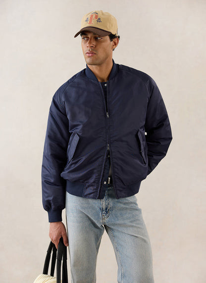 Men's Bomber Jacket - Nylon - Midnight Blue - Percival
