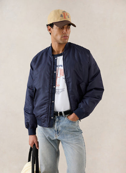 Men's Bomber Jacket - Nylon - Midnight Blue - Percival