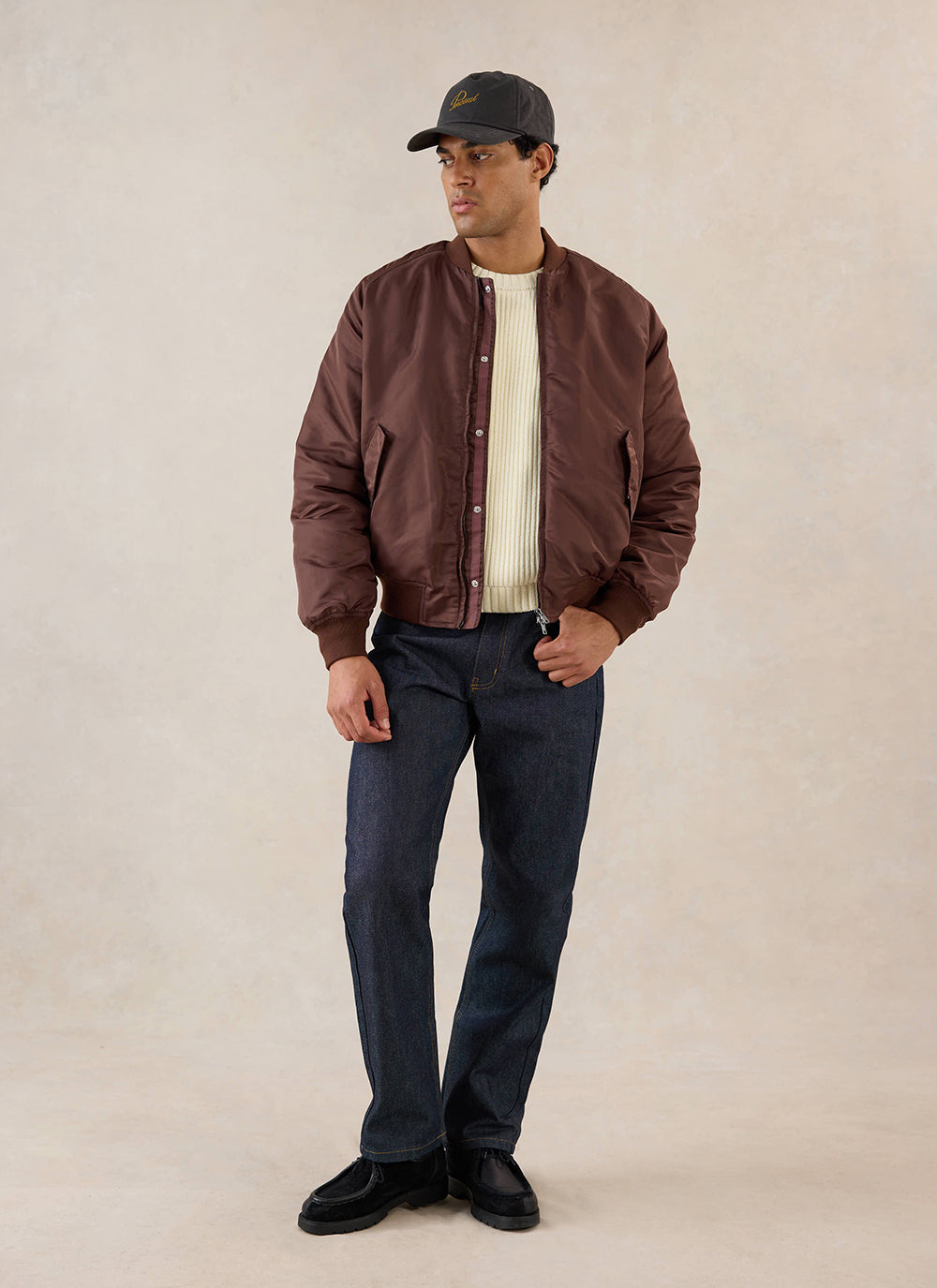 Men's Bomber Jacket - Nylon - Espresso Brown - Percival