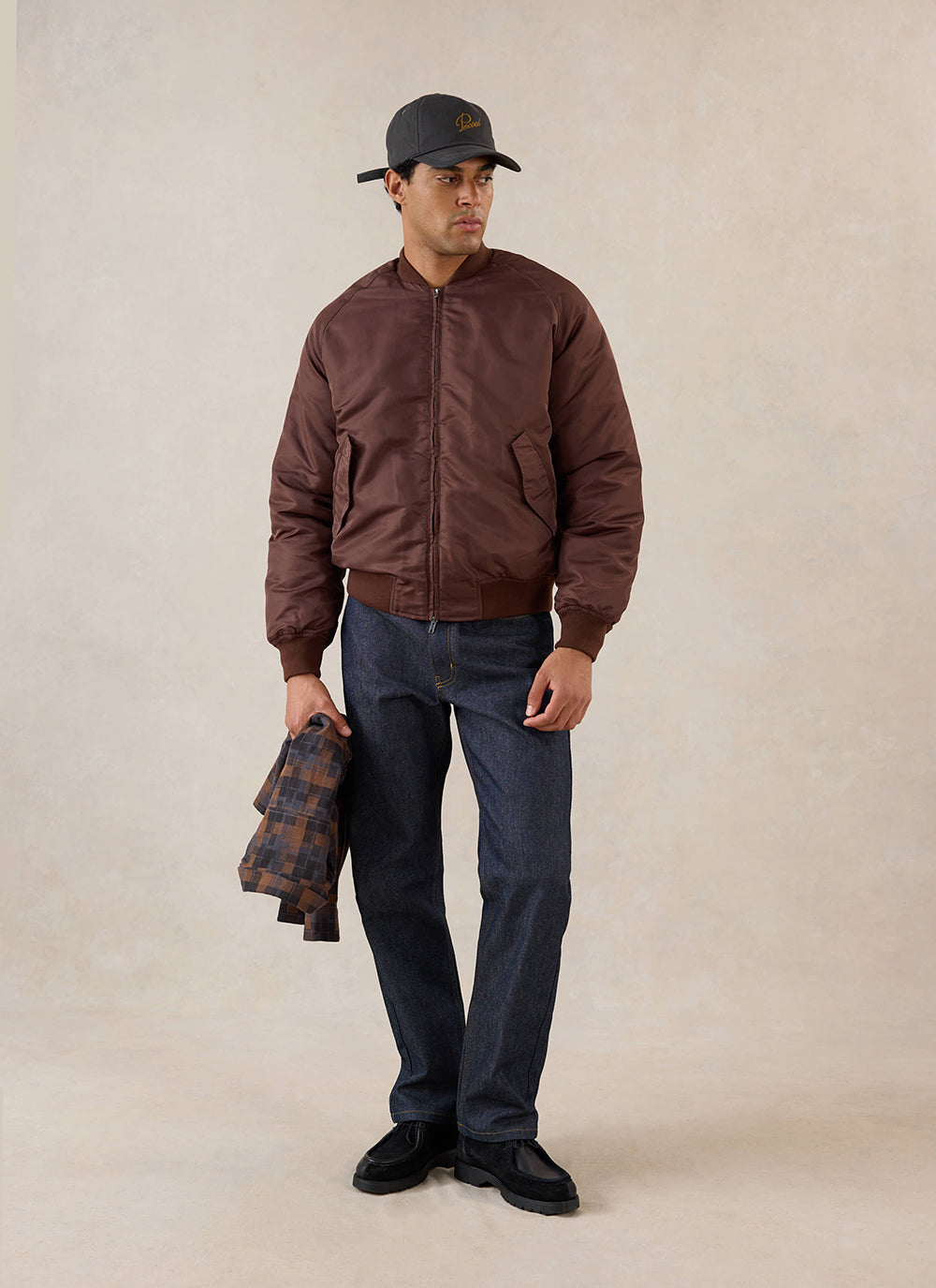 Men's Bomber Jacket - Nylon - Espresso Brown - Percival