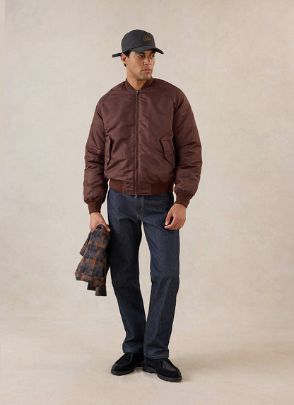 Men's Bomber Jacket - Nylon - Espresso Brown - Percival