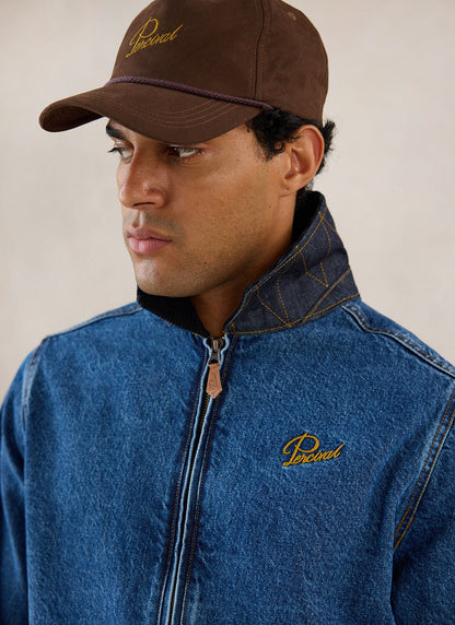 Men's Denim Zip Jacket - Mackey - Mid Wash Blue - Cotton - Percival