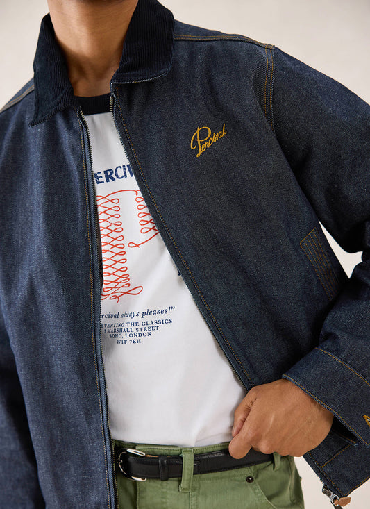 Men's Raw Denim Zip Jacket - Mackey - Indigo