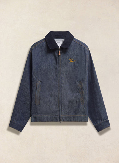 Men's Raw Denim Zip Jacket - Mackey - Indigo