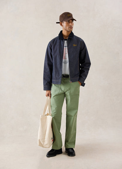Men's Raw Denim Zip Jacket - Mackey - Indigo
