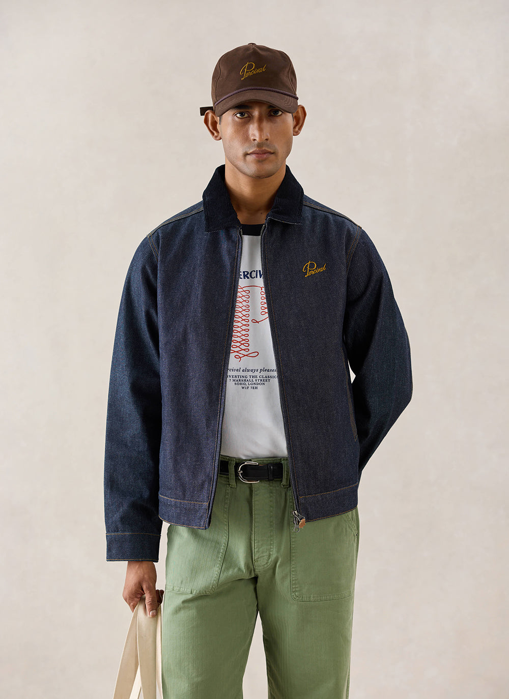 Men's Raw Denim Zip Jacket - Mackey - Indigo