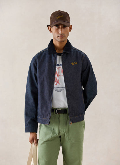 Men's Raw Denim Zip Jacket - Mackey - Indigo