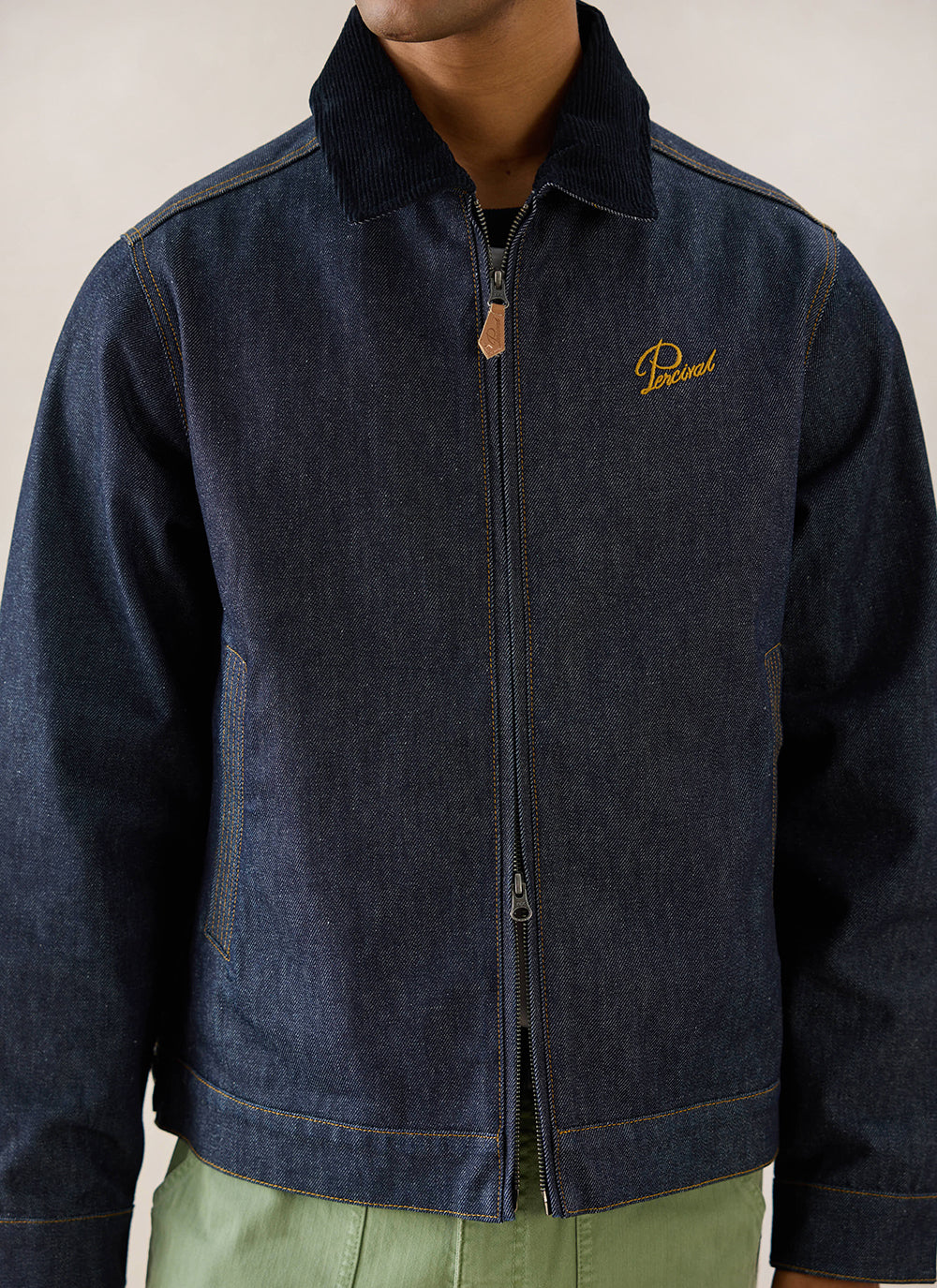 Men's Raw Denim Zip Jacket - Mackey - Indigo
