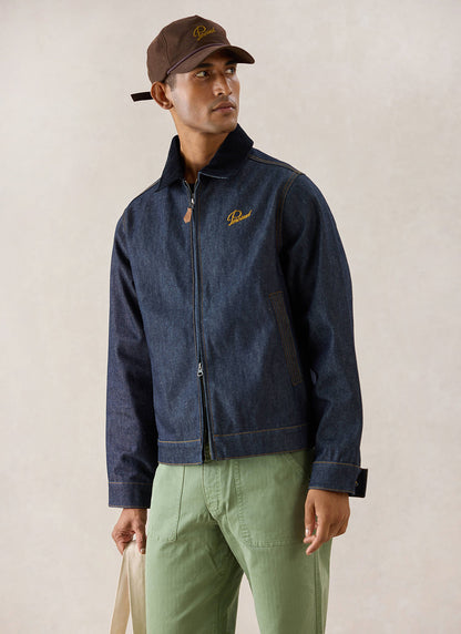 Men's Raw Denim Zip Jacket - Mackey - Indigo