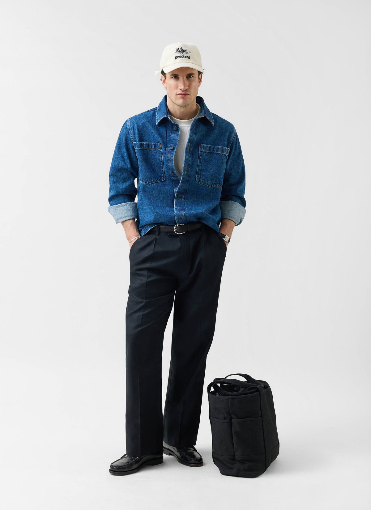 Men's Denim Overshirt - Cotton - Mid Wash Blue