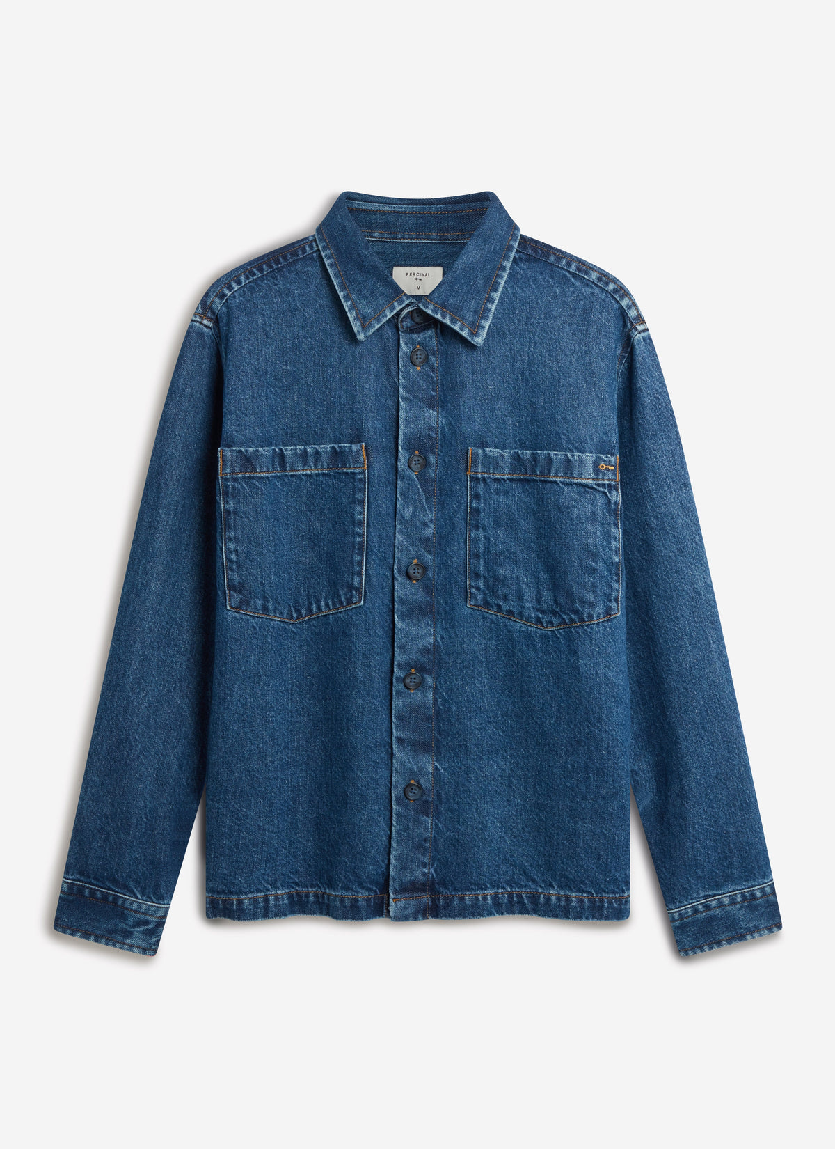 Men's Denim Overshirt - Cotton - Mid Wash Blue