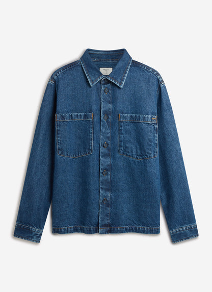 Men's Denim Overshirt - Cotton - Mid Wash Blue