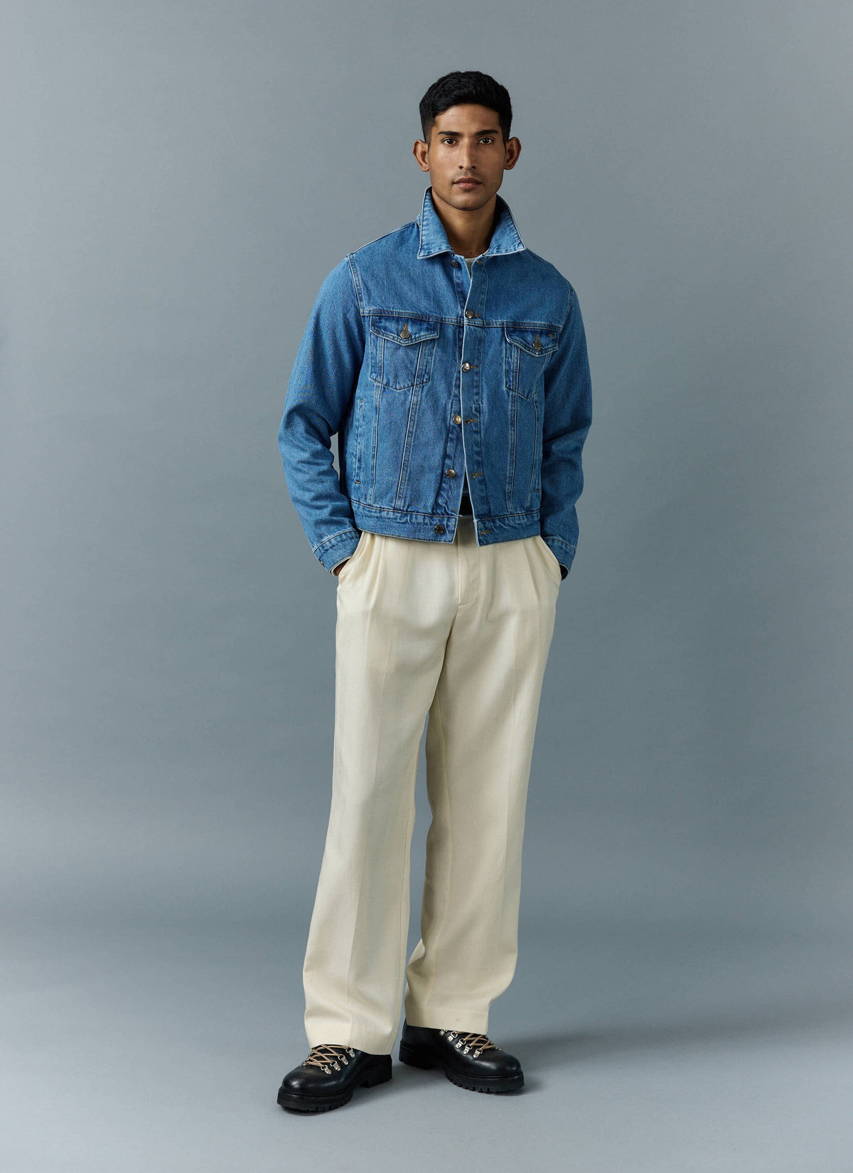 Men's Denim Trucker Jacket - Light Wash Blue