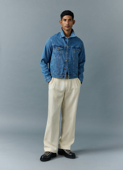 Men's Denim Trucker Jacket - Light Wash Blue