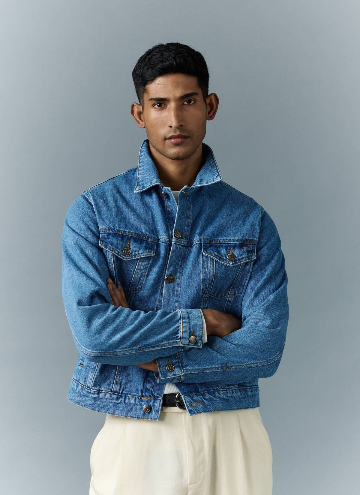 Men's Denim Trucker Jacket - Light Wash Blue