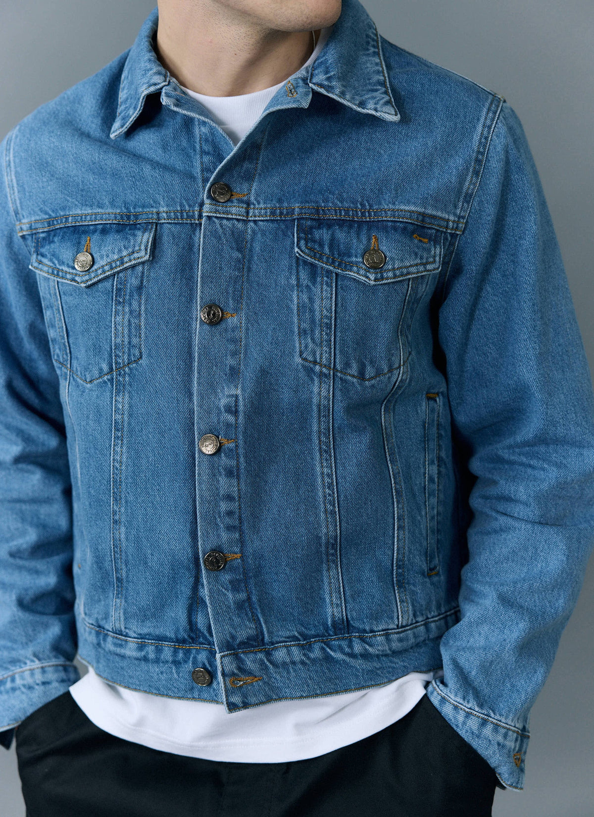 Men's Denim Trucker Jacket - Light Wash Blue