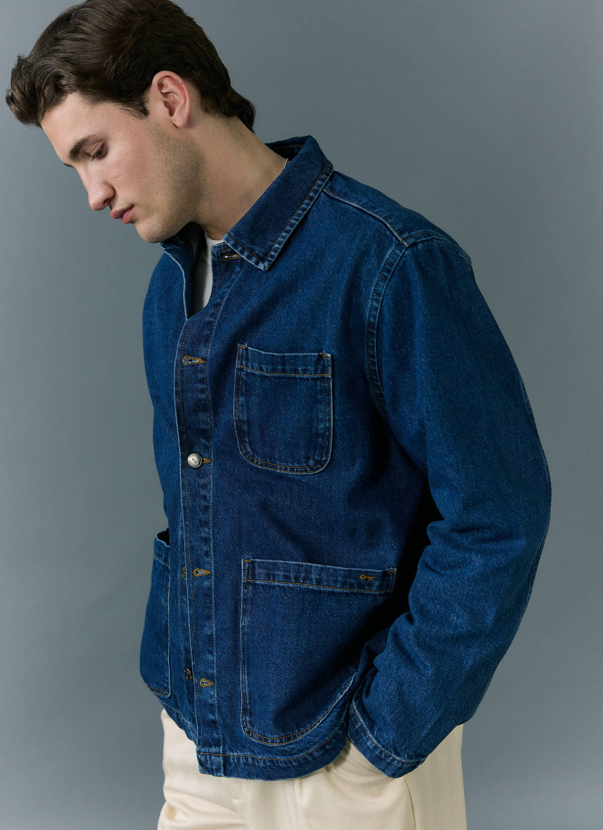 Men's Chore Jacket - Denim - Mid Wash Blue