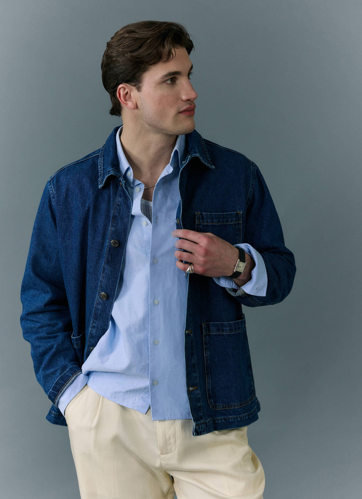Men's Chore Jacket - Denim - Mid Wash Blue