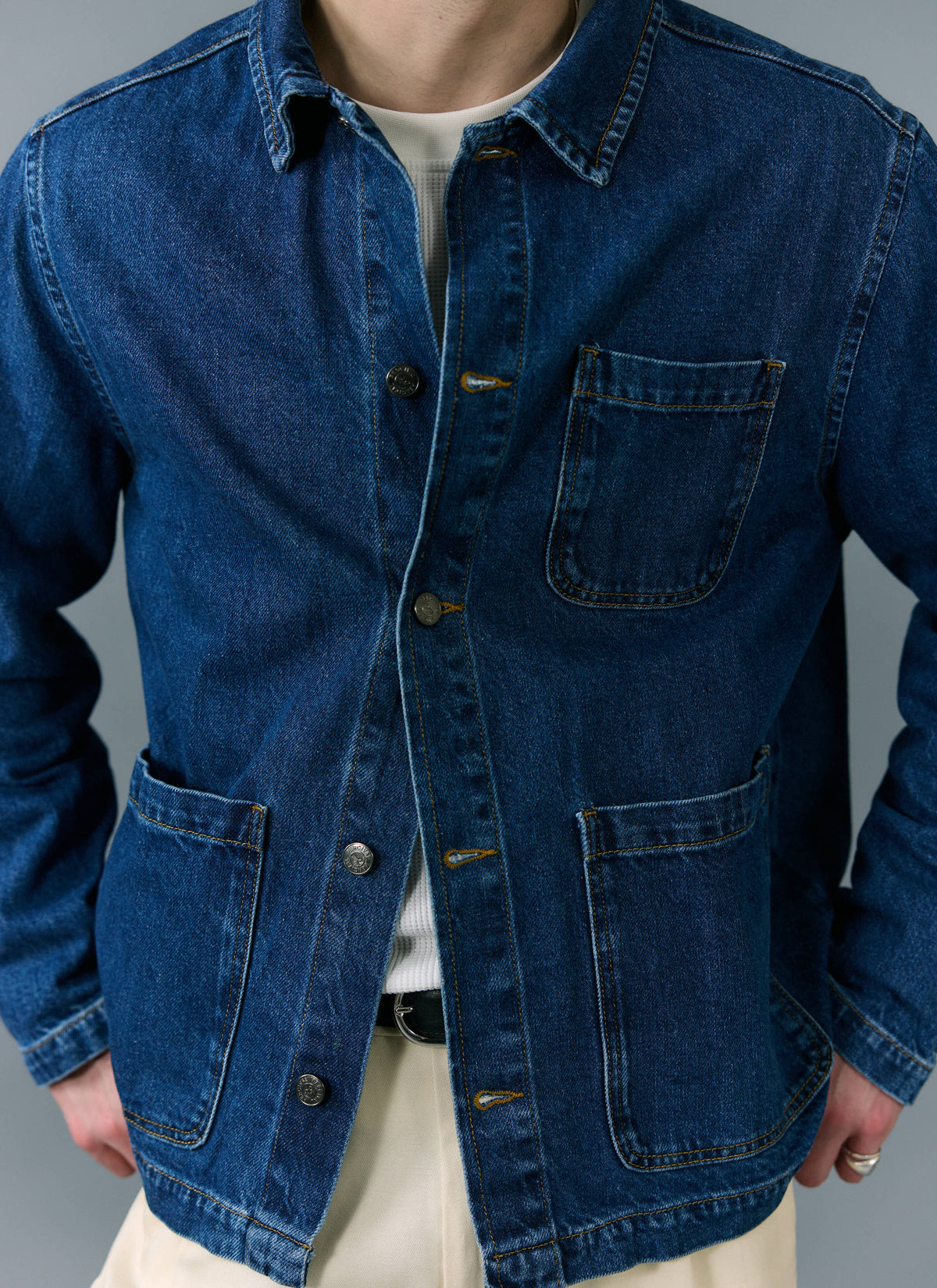 Men's Chore Jacket - Denim - Mid Wash Blue