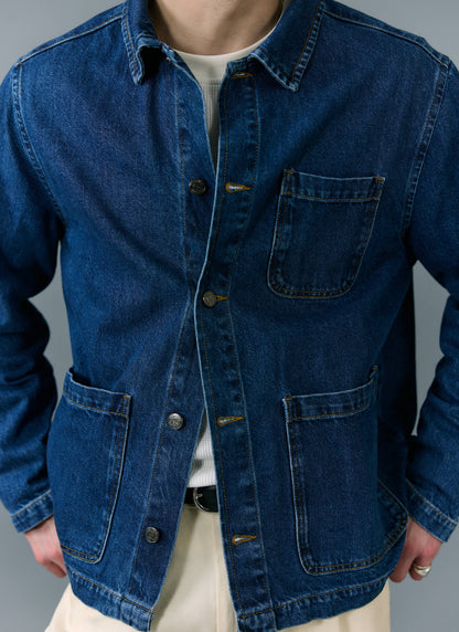 Men's Chore Jacket - Denim - Mid Wash Blue