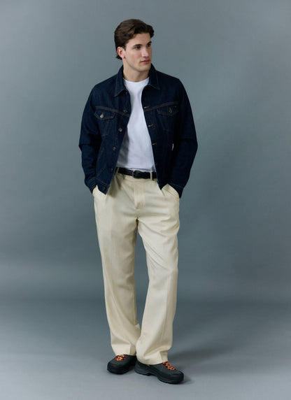 Men's Denim Trucker Jacket - Dark Indigo Blue