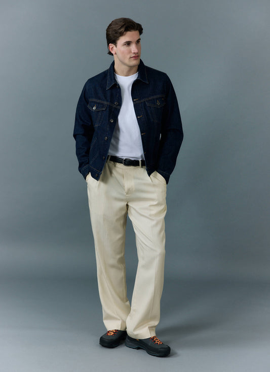 Men's Denim Trucker Jacket - Dark Indigo Blue