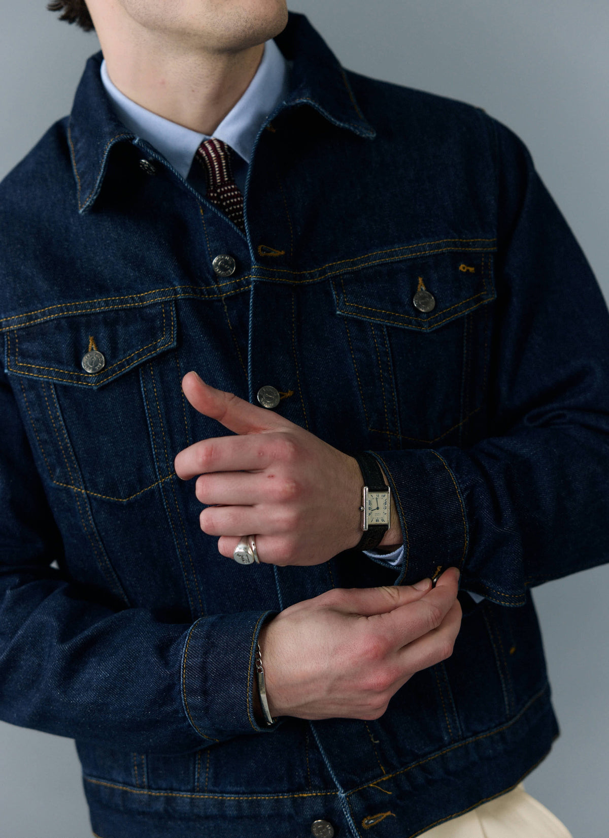 Men's Denim Trucker Jacket - Dark Indigo Blue