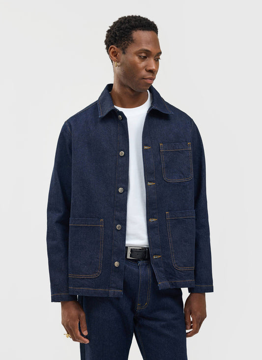 Men's Chore Jacket - Denim - Dark Indigo Blue