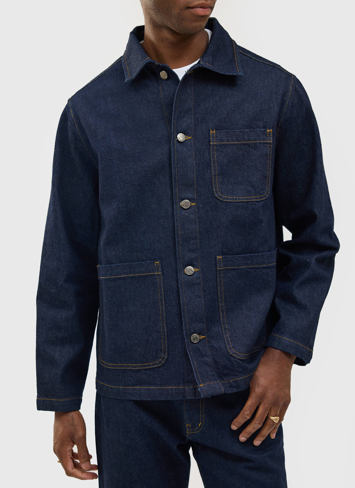 Men's Chore Jacket - Denim - Dark Indigo Blue